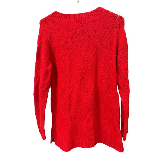Talbots Red Diamond Knit Lightweight Sweater Split Hem MP EUC - Picture 3 of 7
